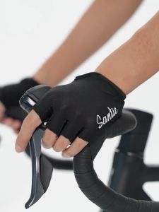 Santic Motorcycle Gloves Men Women Breathable SBR Shockproof Half Finger Sports Bike Cycling Gloves