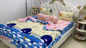 [HCM]Bộ Drap thun Hàn Quốc loại 1 có mền 5 món ( 1 drap + 1 chăn chần bông + 3 áo gối) hoặc chăn lẻ