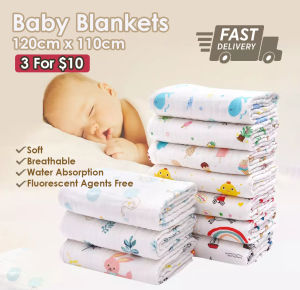 [SG Stock] Diaper Baby Blankets Cotton Newborn Blanket Towel 120cm x 110cm
