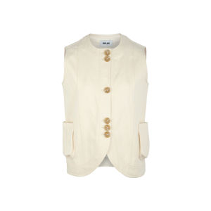 BPLUS24 ใหม่ Washed Blue เดนิม เสื้อกั๊ก Multi-Buckled กระโปรงทรงดินสอ กระเป๋าเสื้อ ดีไซน์ ความยาวปานกลาง Natural เอว ผ้าฝ้าย Blend กระโปรง