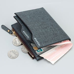 Short Mens Wallet Zipper Coin Pocket Multi-Card Slot Leather Purse Vertical Multiple Layers Youth Money Clip Trendy