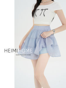 Váy Ngắn Chữ a Màu Xanh Lam Mùa Hè 2025 Cho Nữ Váy Ngắn Xếp Nếp Mỏng Cạp Cao Váy Ngắn Phong Cách Ballet Váy Ngắn Chữ a