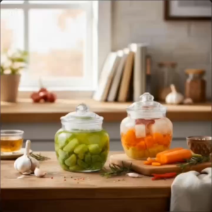 Cặp 2 Hũ Thủy Tinh Vân Lưới 1.25L - Lọ Thủy Tinh Cao Cấp Đựng Gia Vị Muối Dưa Cà Đẹp mắt