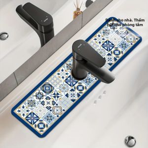 VIKAMA Vintage Họa Tiết Hoa Hút Nước Miếng Lót Cao Su Thân Thiện Với Môi Trường Hình Chữ Nhật Thảm Cho Bồn Rửa Nhà Bếp Thoát Nước Phòng Tắm Trang Trí Nhà Cửa