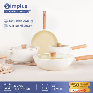 Simplus 4 Pcs Non-Sticking Frying Pan Pot Soup Pot Wok Kitchenware Cookware Sets for Induction Cooker&Gas Stove