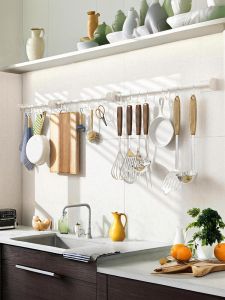 Strong Adhesive Kitchen Wall Storage Rack Iron Material Spoon Pan Holder No Drilling Required Utensil Organizer from Shengxi Ceramics