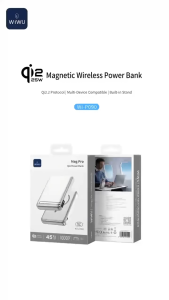 Wiwu 10000mAh 45W PD Digital Magnetic Power Bank with Stand - 3C Certified - Mini Portable - Airplane Safe - CE FCC RoHS Compliant