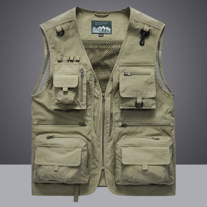 YGTOF 14 Pockets Summer New Men US Tactical Hiking Fishing Vest Mens Photographer Waistcoat Mesh Cargo Sleeveless Jacket Tool Vest 6XL