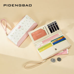 2025 New Womens Wallet Lightweight Floral Print Multi-Card Slot Light Color Ladies Coin Purse Long Style Synthetic Leather