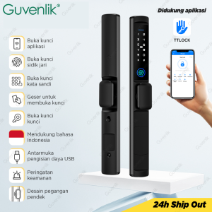 【Bahasa Indonesia】Smart Door Lock TTLOCK Kunci Pintu Rumah Fingerprint Kunci Pintu Sliding Short Handle Kunci Pintu Digital App Remote Unlocking
