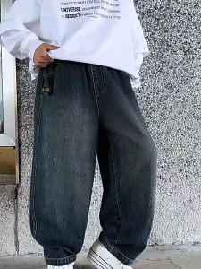 Manila Denim Jeans For Kids Boys 7-16Yrs Loose Jeans Maong Pants Straight Leg Cut Jeans Wide Leg Loose Fit Stylish Straight Cut Pants Baggy Trousers Korean Casual Street Style