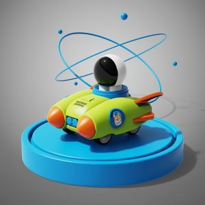 1PCS Astronaut Rocket Toy Car – Press & Go Vehicle for Kids Random Pattern Design Fun Kindergarten Gift Ideal for Birthday Christmas & Holiday