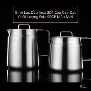 Bình Lọc Dầu Ăn Thừa Inox 304 SSGP Ca Lọc Cặn Dầu Kèm Lưới Lọc Mịn Vòi Rót Chống Tràn Dung Tích Lớn Cao Cấp Đạt Chất Lượng LFGB Đức [1.5L/2L]