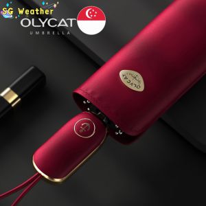 (SG Seller) Olycat Fully Automatic Umbrella 3 Folding Summer UV Protection Sun Rain Umbrella Windproof Vinyl Ultraviolet Outdoor Mini Umbrellas Parasol For Women girls S7