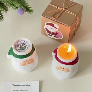 Christmas Aromatherapy Candle - Hand-Painted Santa Soy Wax Smoke-Free Anti-Scald Festive Home Decor Gift for Family