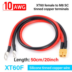 Female/Male XT60 to M8 Ring Eyelet Terminal Plug Connector Cable 50cm 10AWG RC ESC Charger Side Power for RC Lipo Battery