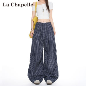 La Chapelle | Vintage Checkered Light Wide Leg Pants Women Summer