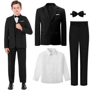 Bộ Vest Tuxedo Cho Bé Trai Thiếu Niên Đám Cưới Lễ Phục Sinh Nhà Thờ Trang Phục Dạ Hội Tiệc Sinh Nhật Biểu Diễn Lễ Tốt Nghiệp Chất Liệu Cotton Polyester