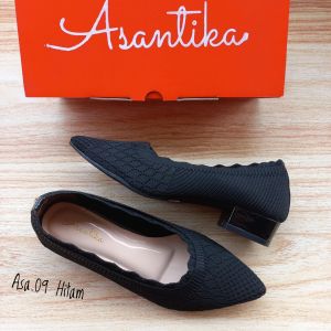 Asantika Sepatu Fantofel Wanita Rajut Hak 3cm Nyaman Empuk Ready Bigsize Jumbo 41 42 43 44