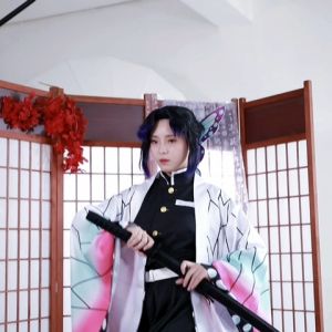 Demon Slayer kimetsu no yaiba Cosplay Costume Anime Shinobu Wig Uniform Women Kids Halloween Suit