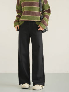 Slimming High Waist Straight Leg Pants Elastic Stretch Autumn Style Womens Fashion Casual Trousers Comfortable Fit Black Pants