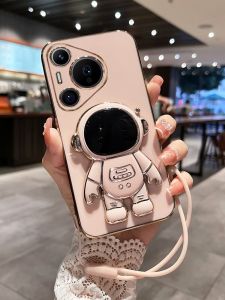 Huawei Pura70 pro Silicone Phone Case Full Cover Anti-Fall Soft Shell with Stand Creative Astronaut Design Eco-Friendly