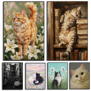 BILIBILI | Paint By Numbers Quirky Cat Art HandPainted Art Kits Diy Draw on Canvas Crafts for Adults Home Decoration