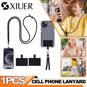 Universal Phone Lanyard 5 Colors Crossbody Phone Lanyards with Patch Adjustable Mobile Phone Strap Rope Detachable Cell Phone Nylon Neck Cord Cell Phone Safety Tether Anti-Lost Lanyard for All Mobile Phones And Phone Case