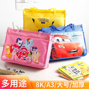Childrens A3 Art Board Bag Portable Large Student Tutoring Sketch Bag Storage Pouch Cute Cartoon Design School Supplies