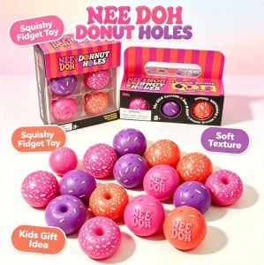 Needoh Dohnut Mini Squeeze Ball Set of 4 6 Fast Rebound Fidget Toys Non Toxic Stress Relieving Office Sensory Toys