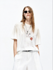 MO&Co. | Cute Cat Print Loose Drop-Shoulder Round Neck T-shirt