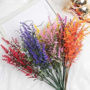 1PC Artificial Lavender Flowers UV Resistant Wedding Party Decoration Brides Lavender Bouquets Fake Flowers Indoor Outdoor Home Garden Office Table Vase Simulation Flowers