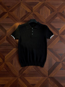 ZHUOCAN | Stylish Knitted Collar Short Sleeve Polo Shirt Men
