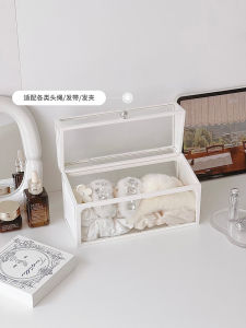 Large Capacity Hair Accessories Storage Box Transparent Glass Organizer for Childrens Hairpins Elastics Headbands Clear Box