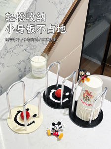 ชั้นวางถ้วยแบบใช้แล้วทิ้งสําหรับใช้ในบ้านพลาสติกสไตล์เรียบง่ายเครื่องดื่มกระดาษถ้วยผู้ถือเดสก์ท็อปถ้วยกาแฟชาอินเวอร์เตอร์