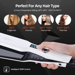 Professional Hair Straightening Iron LCD Display Irons Ceramic Tourmaline Ionic Flat Iron Hair Straightener Professional Glider PLUG 4 Grades Straightener Straight hair splint