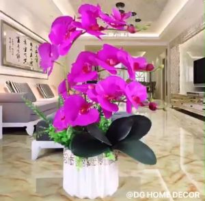 Hoa Giả Trang Trí Chậu Hoa Lan Hồ Điệp 3 Nhánh Cắm Điểm Nhiều Màu Sắc Decor Trang Trí Nhà Cửa DG-191