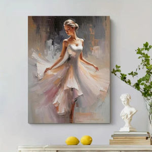1000pcs Elegant Ballet Dancer Jigsaw Puzzle - Beige White Pink Black Brown Gray & Golden Abstract Ballerina Art Print