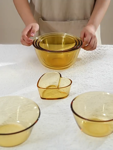 Kitchen Heat-Resistant Thicken Glass Salad Bowl Soup Transparent Basin Eggbeater Dough Mixing 厨房沙拉碗耐热汤玻璃碗透明揉面盆打蛋盆