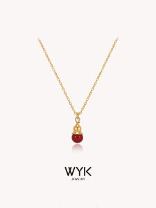 WYK | Red Gourd Shaped Sterling Silver Necklace For Gift