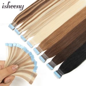 Mini Tape In Human Hair Extensions 12-20 Inches Machine Remy Skin Weft Adhesive Tape Hair Natural Black Brown Blonde Tape Ons
