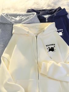 เสื้อสเวตเตอร์ฮู้ดหนาแบบมีฮู้ดสำหรับผู้หญิง ฤดูใบไม้ร่วง/ฤดูหนาว 2025 ใหม่ อบอุ่น หลวมๆ ลำลอง เสื้อคลุมคาร์ดิแกนแบบเปิด แฟชั่น