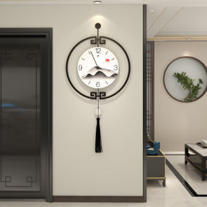 Minimalist Chinese Guest-Greeting Pine Art Wall Clock Hot Sale Home Living Room Simple and Fashion Mute Creative Vintage Clock Decorations