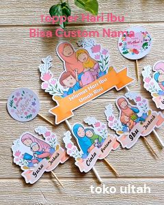 Topper Kue Tema Hari Ibu (Mothers Day) untuk Hiasan / Toper Cake Bisa Custom Nama