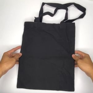 Black Multi Purpose Canvas Tote Bag Flat Plain Design Katcha Bag