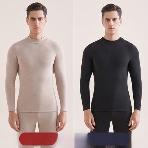Miiow | Mens Cashmere Thickened Warm Underwear High Collar Anti-Cold Autumn Clothes Set Comfortable Long Sleeve Long Pants For Autumn And Winter