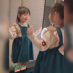 (KIDSFO-146) SALE Dress Overall Anak Perempuan Gliter Pita Love Sleeve