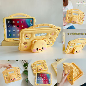 For Apple iPad 10th 9th 8th 7th 6th 5th Air Pro 3rd 4th 10.9" 10.2" 9.7" 10.5" 11.0" Mini 7.9" 8.3" Kids Tablet Cute Winnie the Pooh Silicone Contraction Bracket Case Cover