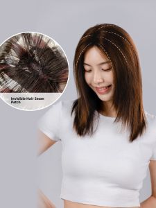 LUCY LEE | Natural Invisible Tape Cloud Part Hair Sewing齐刘海 Womens Fake Hair Piece LUCY LEE Brand Real Hair Frontal Closure