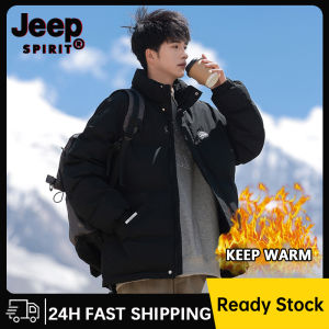 JEEP SPIRIT Mens Outdoor Warm Jacket Fashion Korean Edition Winter Jacket In Black